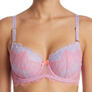 Victoria's Secret Dream Angels Lavender Pink Lace Underwire Lined Demi Bra 34DDD